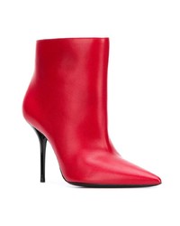 rote Leder Stiefeletten von Saint Laurent