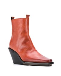 rote Leder Stiefeletten von Ann Demeulemeester