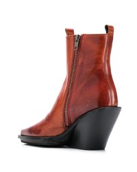 rote Leder Stiefeletten von Ann Demeulemeester