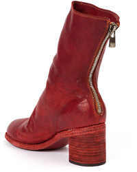 rote Leder Stiefeletten von Guidi