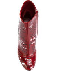rote Leder Stiefeletten von Dolce & Gabbana