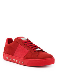 rote Leder Turnschuhe von Philipp Plein