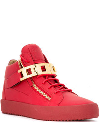 rote Leder Turnschuhe von Giuseppe Zanotti Design