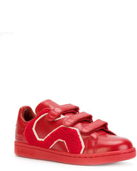 rote Leder Turnschuhe von Adidas By Raf Simons