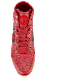 rote Leder Turnschuhe von Gucci