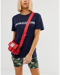 rote Leder Umhängetasche von Calvin Klein Jeans