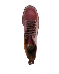 rote Lederfreizeitstiefel von Dr. Martens