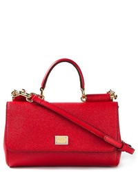 rote Lederhandtasche von Dolce & Gabbana