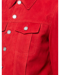 rote Lederjacke von Saint Laurent