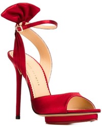 rote Ledersandalen von Charlotte Olympia