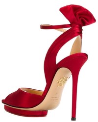 rote Ledersandalen von Charlotte Olympia