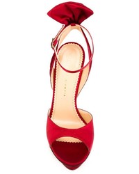 rote Ledersandalen von Charlotte Olympia