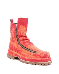 rote Mit Batikmuster Chelsea Boots aus Leder von 424