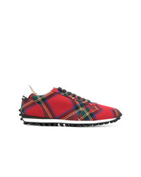 rote niedrige Sneakers mit Schottenmuster von Burberry