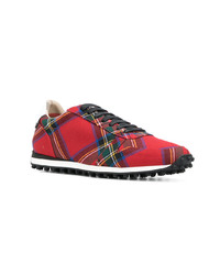 rote niedrige Sneakers mit Schottenmuster von Burberry