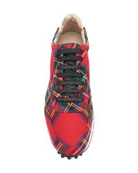 rote niedrige Sneakers mit Schottenmuster von Burberry