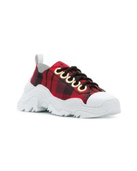 rote niedrige Sneakers mit Schottenmuster von N°21