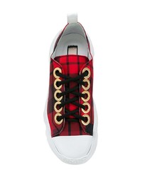 rote niedrige Sneakers mit Schottenmuster von N°21