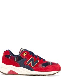 rote niedrige Sneakers mit Schottenmuster von New Balance