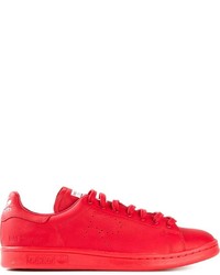 rote niedrige Sneakers von Adidas By Raf Simons
