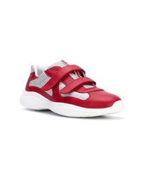 rote niedrige Sneakers von Prada