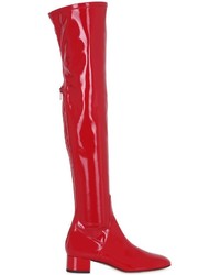 rote Overknee Stiefel aus Leder