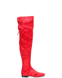 rote Overknee Stiefel aus Leder von Alberta Ferretti