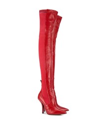 rote Overknee Stiefel aus Leder von Fendi