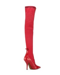 rote Overknee Stiefel aus Leder von Fendi