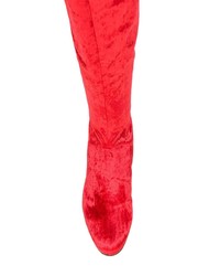 rote Overknee Stiefel aus Leder von Alberta Ferretti