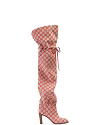 rote Overknee Stiefel aus Segeltuch von Gucci