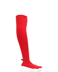 rote Overknee Stiefel aus Segeltuch von Stella McCartney