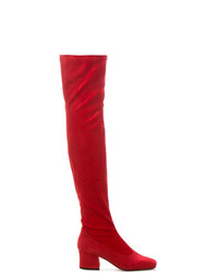 rote Overknee Stiefel aus Wildleder von Dorateymur