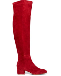 rote Overknee Stiefel aus Wildleder von Gianvito Rossi