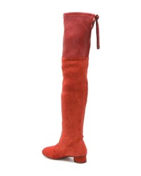 rote Overknee Stiefel aus Wildleder von Stuart Weitzman