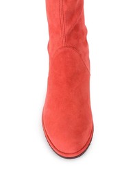 rote Overknee Stiefel aus Wildleder von Stuart Weitzman