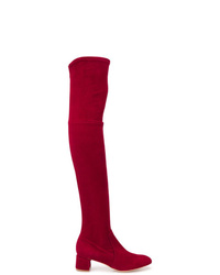 rote Overknee Stiefel aus Wildleder von Parallèle