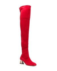 rote Overknee Stiefel aus Wildleder von Alexander McQueen
