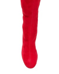 rote Overknee Stiefel aus Wildleder von Alexander McQueen