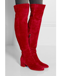 rote Overknee Stiefel aus Wildleder von Gianvito Rossi