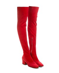rote Overknee Stiefel aus Wildleder von Dorateymur