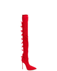 rote Overknee Stiefel von Casadei