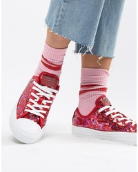 rote Pailletten niedrige Sneakers von Converse