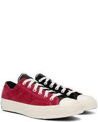 rote Samt niedrige Sneakers von Converse