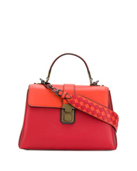 rote Satchel-Tasche aus Leder von Bottega Veneta