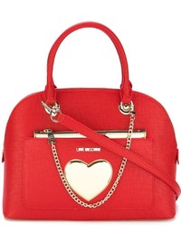 rote Satchel-Tasche aus Leder von Love Moschino