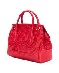 rote Satchel-Tasche aus Leder von Versace