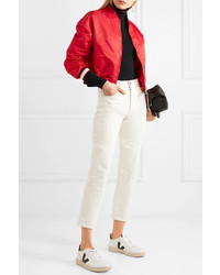 rote Satin Bomberjacke von Moncler