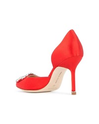 rote Satin Pumps von Manolo Blahnik