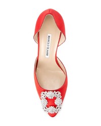 rote Satin Pumps von Manolo Blahnik